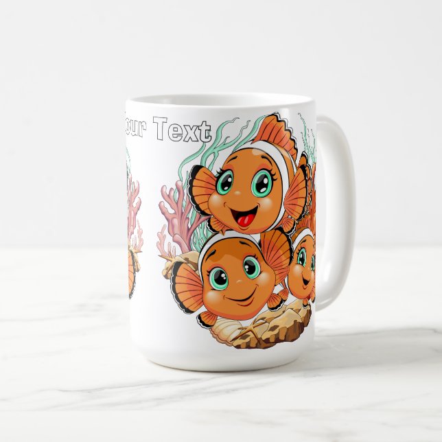 Clownfisk Tecknad söt Familj Undervatten Kaffemugg (Framsida höger)