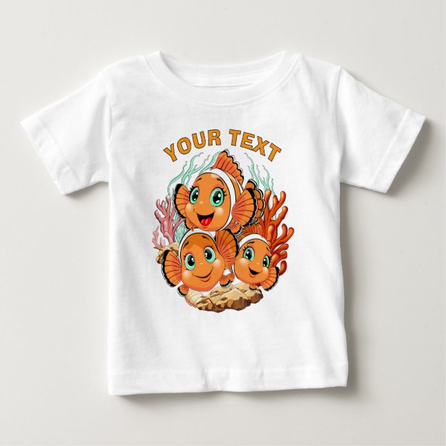 Clownfisk Tecknad söt Familj Undervatten T Shirt (Framsida)