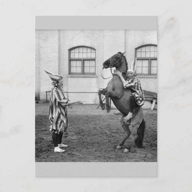Clowning Around on a Horse, 1915 Vykort (Framsida)