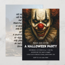 Clownkarnevalen för skri av skräck Halloweenfesten Inbjudningar