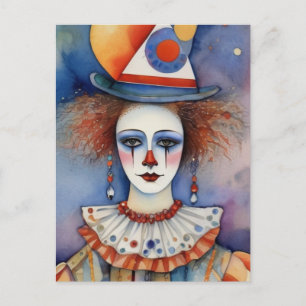 Clownkvinna Vykort