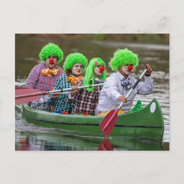 Clowns vid floden. helg vykort (Framsida)