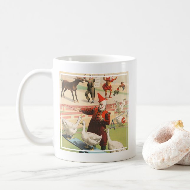 Clowns with Performing Geese, Tuppar och Donkey. Kaffemugg (Med munk)