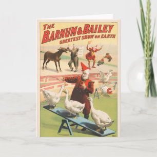 Clowns with Performing Geese, Tuppar och Donkey. Kort