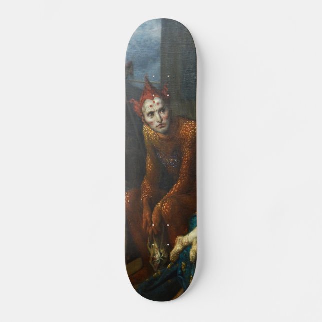 clownskrik på skateboarddäck mini skateboard bräda 18,5 cm (Framsida)