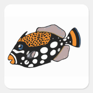 ClownTriggerfish Fyrkantigt Klistermärke