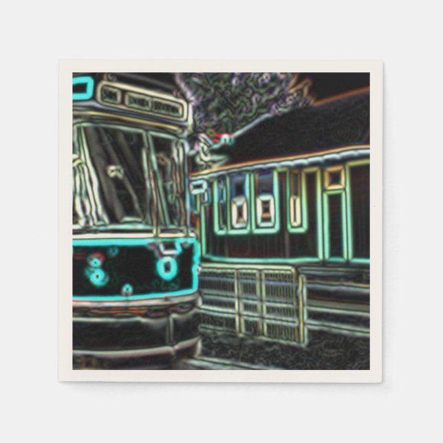 CLRV Neon vid stn Ecru Pappersservett (50 pk) (Framsidan)