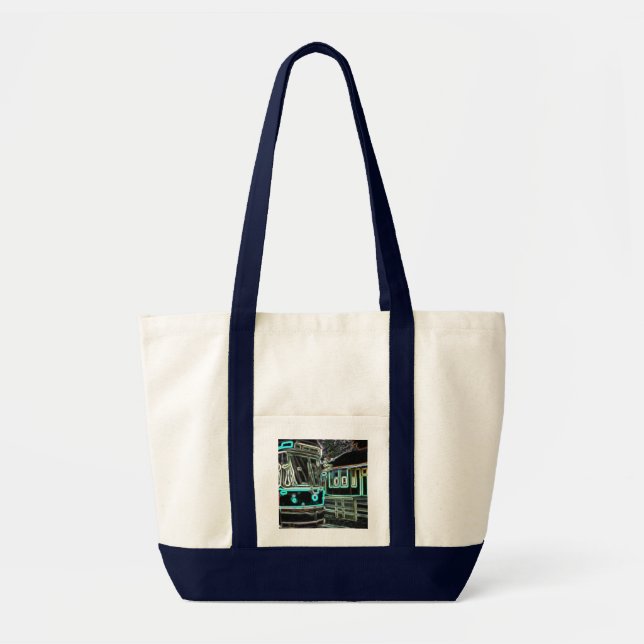 CLRV Neon vid stn Navy Impulse Tote Bag Tygkasse (Framsidan)
