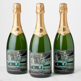 CLRV Neon vid stn Vin Flaska-etikettuppsättning (6