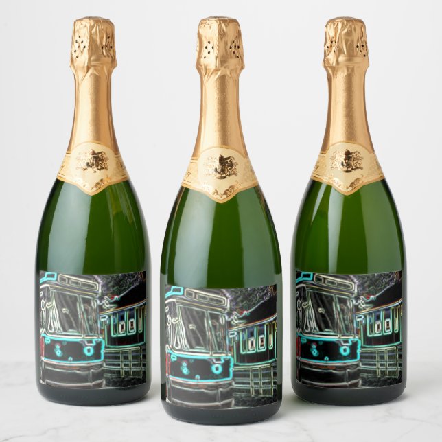 CLRV Neon vid stn Vin Flaska-etikettuppsättning (6 (Flaskor)