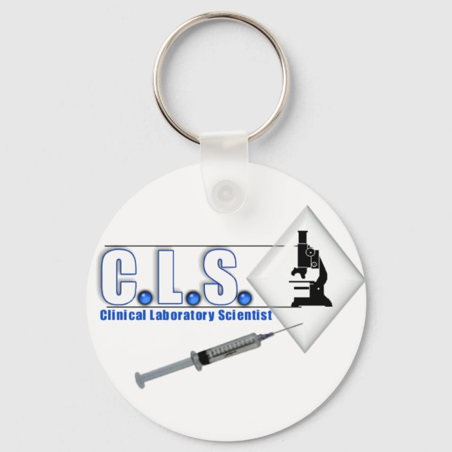 CLS BLUE LOGOTYP W/ MICROSCOPE - LAB VETENST NYCKELRING (Framsida)