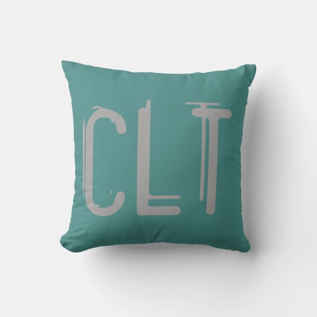 CLT Airport Grunge Typografi Kudde (Framsida)