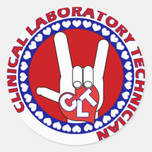 CLT CLINICAL LAB TECH ASL iLOVE-LOGOTYP Runt Klistermärke