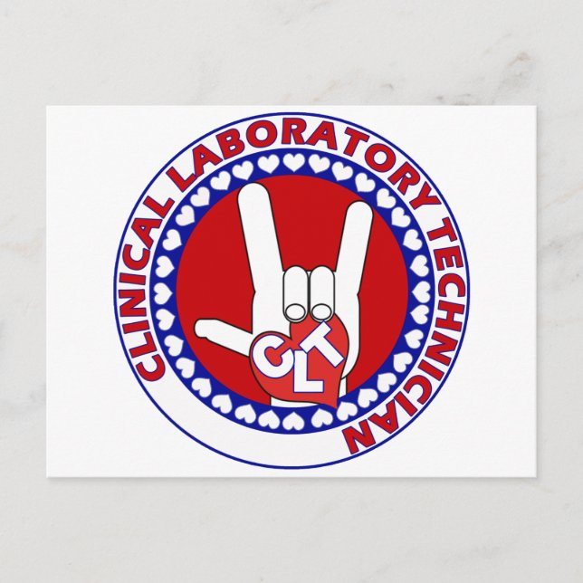 CLT CLINICAL LAB TECH ASL iLOVE-LOGOTYP Vykort (Framsida)