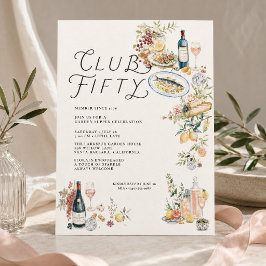 Club Fifty Garden Supper 50-års födelsedagsinbjuda Inbjudningar