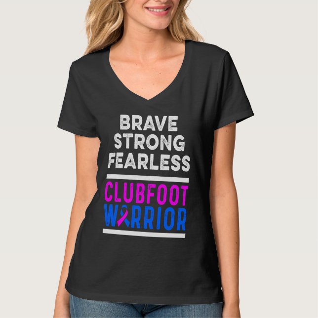 Clubfoot Awareness Warrior Brave CTEV TEV Survivor T Shirt (Framsida)