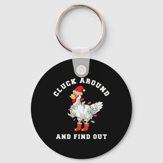 Cluck Around And Find Out Fun Christmas Chicken  Nyckelring (Framsida)