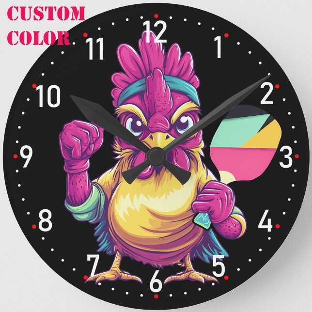 Cluck & Crush O’Clock Pickleball  Rund Klocka (Custom background color, pickleball clock)