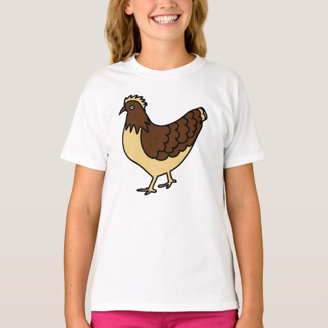Cluck & Lugn- Hand plockade Chicken Art T Shirt (Framsida)