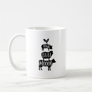 Cluck Oink Baa Moo - Chicken Gris Sheep Cow Farmer Kaffemugg