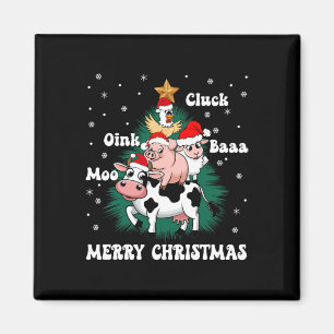 Cluck Oink Baa Moo Farm Animal Julgran Merr Magnet