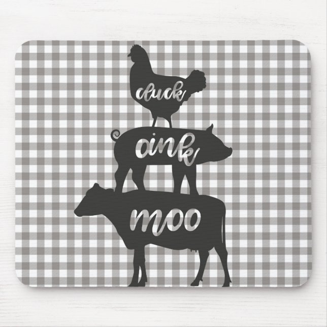 Cluck Oink Moo Chicken Cow Gris Musmatta (Framsidan)