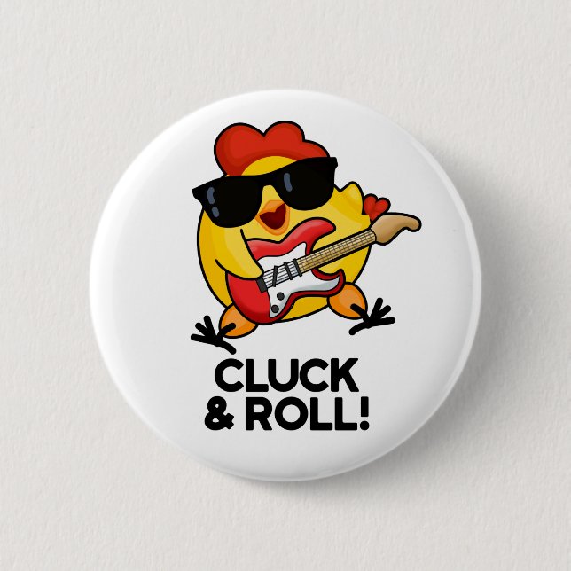Cluck & Roll Funny Rock n Roll Chicken Pun Knapp (Framsida)