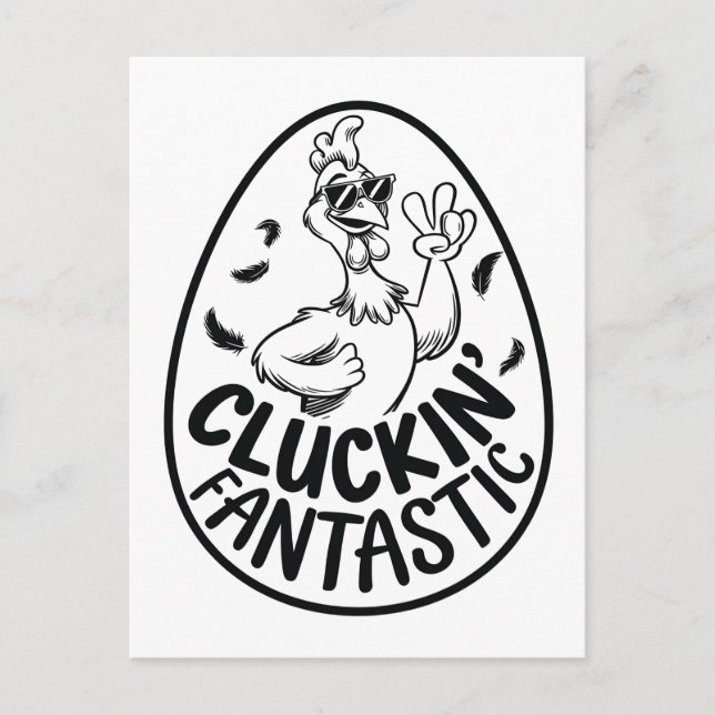 Cluckin'Fantastic Chicken-Thabel Humous Design Vykort (Framsida)