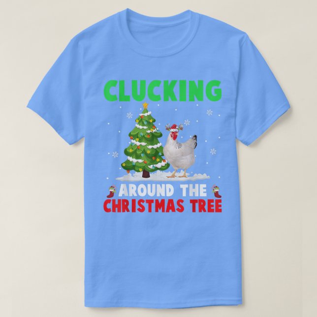 Clucking Around Julgran Santa Reindeer Chic T Shirt (Design framsida)