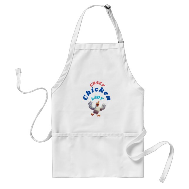 Cluckins Chic: den Crazy Chicken Dam Apron Förkläde (Framsidan)