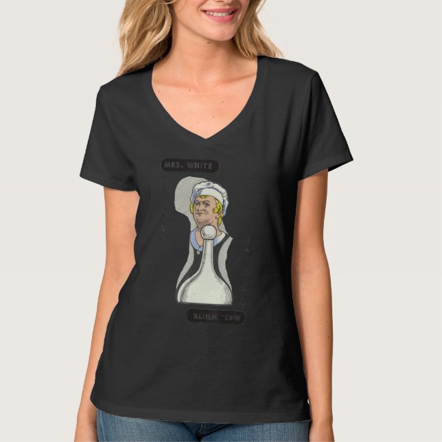 Clue Mrs White-spelkort Halloween Costume T Shirt (Framsida)