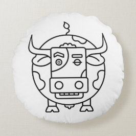 Clueless Bull Abstract Round Pillow Rund Kudde