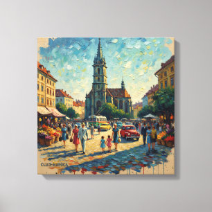 Cluj-Napoca Torg Stortorget Canvas Konst
