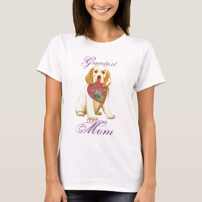 Clumber Spain Heart Mamma T Shirt (Framsida)