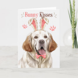 Clumber Spain Hund i Bunny Öron för Påsk Helgkort