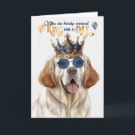 Clumber Spain Hund Kung for Day Funny Birthday Kort<br><div class="desc">Hans höga royal borde bära ett krona på sin födelsedag och denna spanska klumpar hund som kärlek honom,  håller med.</div>