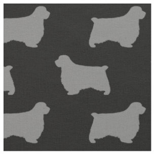 Clumber Spain Hund Silhouettes Black och Grått Tyg