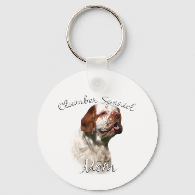 Clumber Spain Mamma 2 Keychain Nyckelring (Framsida)