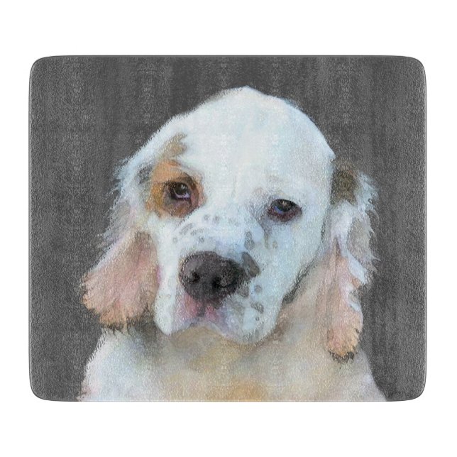 Clumber Spain Painting - Cute Original Hund Art (Framsidan)