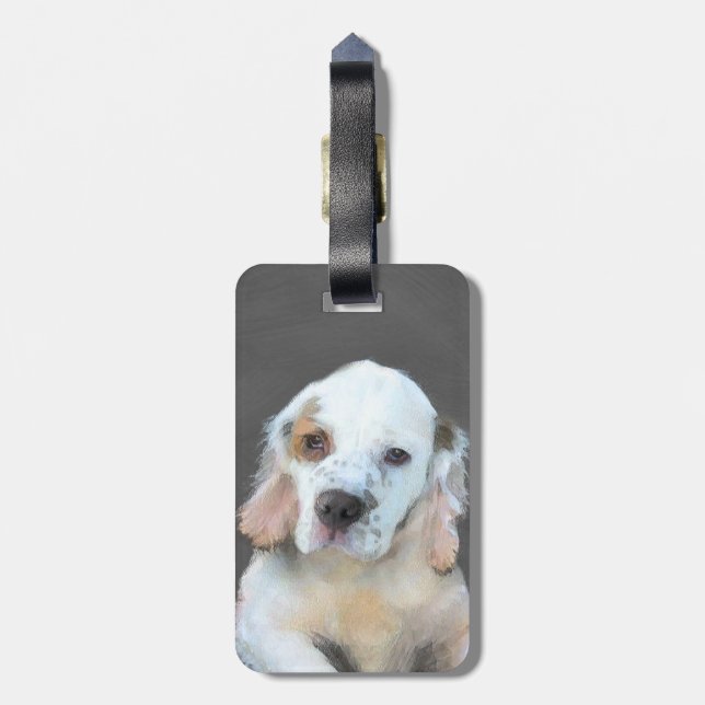 Clumber Spain Painting - Cute Original Hund Art Bagagebricka (Baksidan Lodrät)