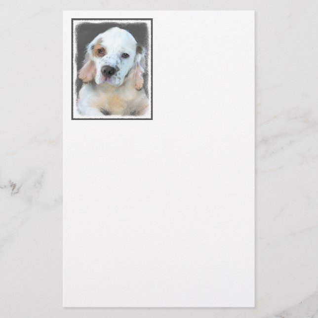 Clumber Spain Painting - Cute Original Hund Art Brevpapper (Framsida)