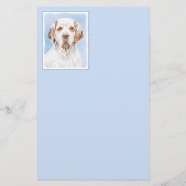 Clumber Spain Painting - Cute Original Hund Art Brevpapper (Framsida)