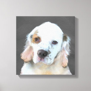 Clumber Spain Painting - Cute Original Hund Art Canvastryck