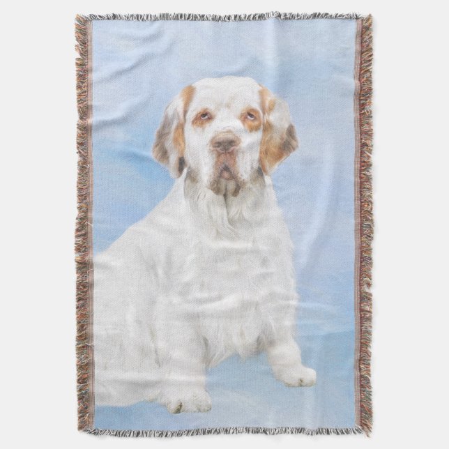 Clumber Spain Painting - Cute Original Hund Art Filt (Framsidan Vertikal)