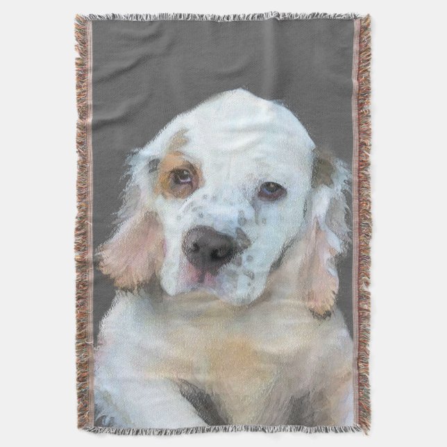 Clumber Spain Painting - Cute Original Hund Art Filt (Framsidan Vertikal)