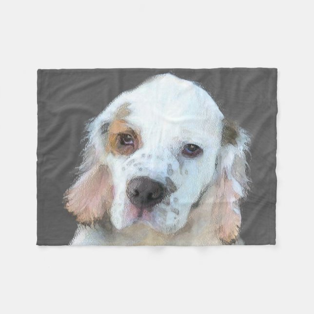 Clumber Spain Painting - Cute Original Hund Art Fleecefilt (Framsidan (Horisontell))