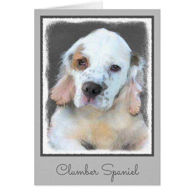 Clumber Spain Painting - Cute Original Hund Art Hälsningskort (Framsidan)