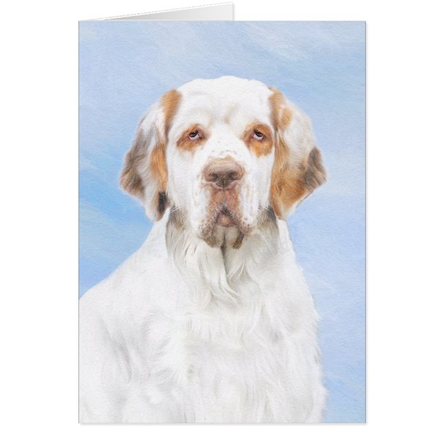 Clumber Spain Painting - Cute Original Hund Art Hälsningskort (Framsidan)