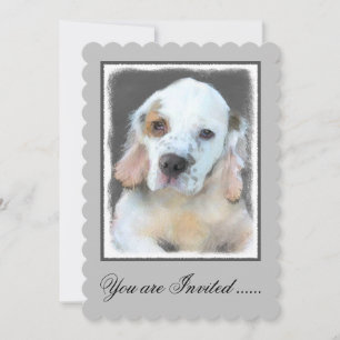 Clumber Spain Painting - Cute Original Hund Art Inbjudningar