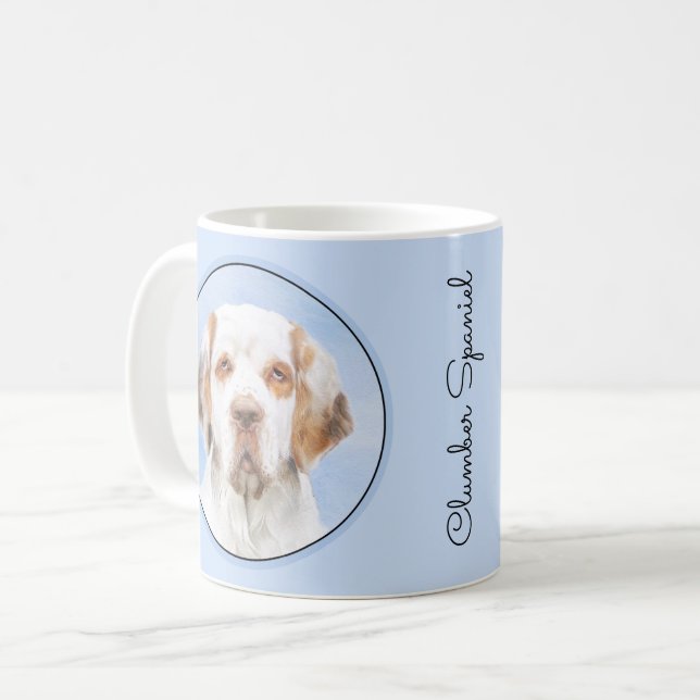 Clumber Spain Painting - Cute Original Hund Art Kaffemugg (Framsida vänster)